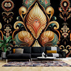 3 Boyutlu Altın Figür Desenli Duvar Kağıdı