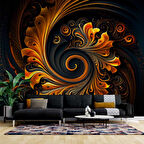 3 Boyutlu Girdap Çiçek Desenli Duvar Kağıdı