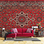 3 Boyutlu Kırmızı Halı Desenli Duvar Kağıdı