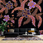 Pembe Çiçek Dokuma Desenli Duvar Kağıdı