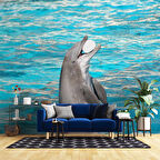 Havuz ve Yunus Balığı Dansı Manzaralı Duvar Kağıdı