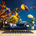 Denizaltı Sarı Japon Balığı Manzaralı Duvar Kağıdı