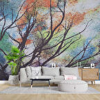 Ağaç Çizimi Desenli Duvar Kağıdı