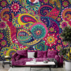 Renkli Mandala Desenli Duvar Kağıdı
