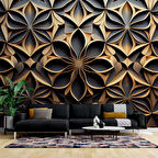 3 Boyutlu Geometrik Çizim Desenli Duvar Kağıdı