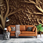 3 Boyutlu Ağaç Oyma Desenli Duvar Kağıdı