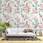 Pembe Turuncu Gül Desenli Duvar Kağıdı