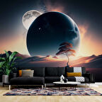 Ay ve Çöl Manzaralı Duvar Kağıdı