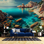 Deniz ve Kayalık Manzaralı Duvar Kağıdı