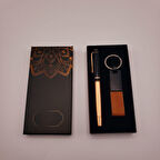 Deri Anahtarlık ve Bakır Roller Kalem Seti