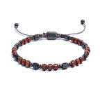 Kırmızı Jasper, Hematit Bileklik - Dion Red Grey Bileklik - Tasarım Bileklik 4 mm Ayarlanabilir 