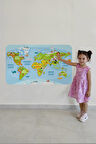 Eğitici Dünya Haritası Dünya Atlası Çocuk Ve Bebek Odası Duvar Sticker-3778