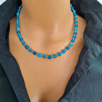 Mavi Akik Doğaltaş Kolye 6mm