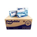 Dolphin Tek Kullanımlık Lateks Mavi Pudrasız Nitril Muayne Eldiveni Medium Orta Boy -100'lü 20 Paket
