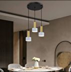 Dylight Retro Metal  Beyaz Rustik 3 Lü Dekoratif Sarkıt Avize Çap:30 Cm 