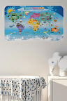 Eğitici Dünya Haritası Dünya Atlası Çocuk Ve Bebek Odası Duvar Sticker