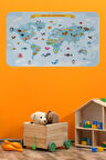Eğitici Dünya Haritası Dünya Atlası Çocuk Ve Bebek Odası Duvar Sticker