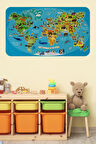 Eğitici Dünya Haritası Dünya Atlası Çocuk Ve Bebek Odası Duvar Sticker 