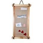 Barış Dizayn Doğal ahşap Kalpli Faturalık Not tahtası Not Panosu Notluk 3 cepli (60cm)