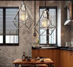 Dylight Retro Kafesli Gold Patinalı Dekoratif Rustik Tekli Sarkıt Avize