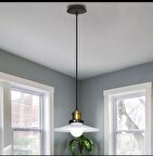 Retro Metal Dekoratif Beyaz Tekli Sarkıt Avize Çap:30 cm