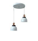 Dylight Retro Metal Beyaz 2 li Bakır Duylu Dekoratif Rustik Sarkıt Avize Çap :30 cm