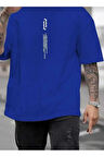 dikey baskılı o yaka oversize unisex basic t-şhirt
