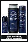 NIVEA MEN Erkek Deep Dimension Duş Jeli 500ml, Roll-on 50ml, Sprey Deodorant 150ml, 72Saat Anti-perspirant