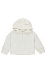 Panço Kız Çocuk Kapüşonlu  Havlu Sweatshirt Beyaz
