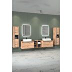 CAMARO 225 CM BEYAZ LAVABOLU BANYO DOLABI - BOY DOLAP DAHİL