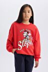 DeFacto Kız Çocuk Disney Mickey & Minnie Oversize Geniş Kalıp Bisiklet Yaka Sweatshirt D4377A824WNRD348