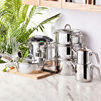 Karaca Platinium 17 Parça Indüksiyon Tabanlı Çelik Çeyiz Tencere Seti