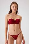 Kadın Bordo 4032 Balenli Destekli Straplez Sütyen Takim