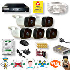 5 Kameralı Set - Araç İnsan Yüz Hareket Algılayan 36 IR Led 5MP Sony Lensli 1080P Metal Kasa Güvenlik Kamerası Seti 5236-1