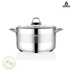 Amboss Saphire Paslanmaz Çelik 16 cm Cam Kapaklı Derin Tencere