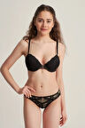 5040 Cybele Brodeli Silikonlu Taşlı Push Up Sütyen Takım