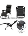 Siyah-Kahverengi Yatabilen, Ayarlanabilir Pozisyonlu, Katlanabilir Zero Gravity Şezlong, Kamp Sandalyesi, Baklava Desen