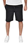 Erkek Siyah  İki İplik Rahat Kalıp Günlük Bermuda Şort