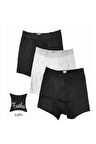 Erkek Likralı Elastan Boxer Gri Renk 3'lü Paket