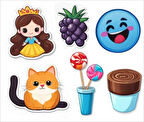Çocuk Etiket Seti Sticker Yapıştırma Defter Masa Dolap Suluk V2