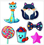 Çocuk Etiket Seti Sticker Yapıştırma Defter Masa Dolap Suluk V5