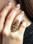 Kare Desenli Antik Ayarlanabilir Kadın Yüzük euy1267