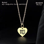 Huzurlu Sonbahar Esintisini Yansıtan Kalp Motifli 14 Ayar Altın Plakalı Eylül Kolyesi