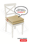 Xpermate Fermuarlı 2'li Sandalye Minderi Su İtici Kumaş 40x40Cm Sünger Sandalye Minderi Bağcıklı Bej