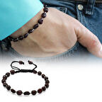 Makrome Örgülü Naturel Kesim Lal Doğaltaş Erkek Bileklik