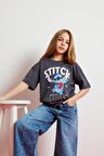 DeFacto Kız Çocuk Disney Lilo & Stitch Oversize Geniş Kalıp Bisiklet Yaka Kısa Kollu Tişört E0481A825SPAR148