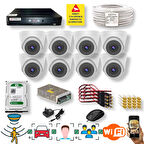 8 Kameralı Set - Araç İnsan Yüz Hareket Algılayan 1080P 5 MP Sony Lens 6 SMART LED Dome Güvenlik Kamerası Seti D206SL-1