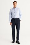 Erkek Lacivert Comfort Fit Rahat Kesim Beli Lastikli Desenli Esnek Pantolon