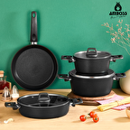 Amboss 7 Parça Granit Set Siyah