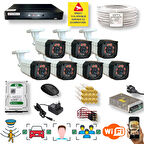 7 Kameralı Set - Araç İnsan Yüz Tanımalı Hareket Algilayan 1080P Gece Görüşlü 5MP Sony Lens Güvenlik Kamerasi Seti 7808-1